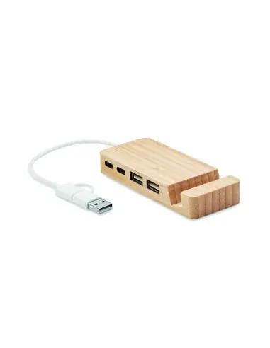 HUB USB de 4 puertos de bambú 7MO2144 HUB USB de 4 puertos de bambú 7MO2144